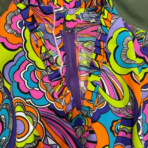 Vintage Oleg Cassini Psychedelic Maxi Dress | Late 1960s–Early 1970s XS - Picture 3 of 13